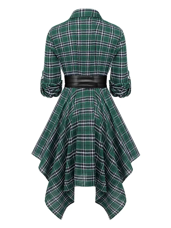 1950s-3-4-sleeve-plaid-belt-long-tops-1