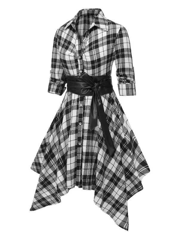 1950s-3-4-sleeve-plaid-belt-long-tops-1