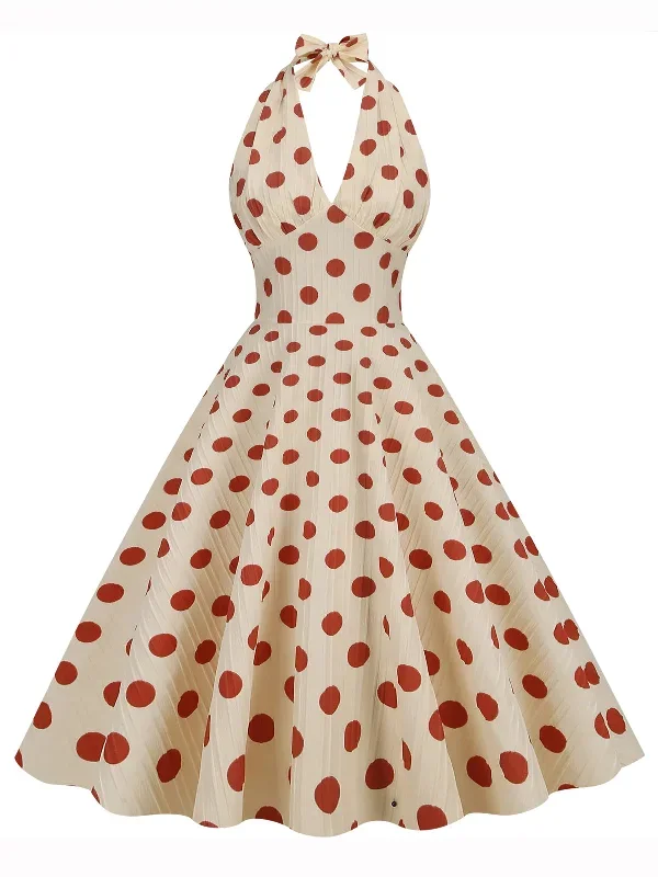 1950s Polka Dot Halter Swing Dress