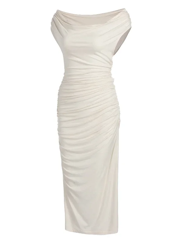 1960s-ivory-cap-sleeve-slim-pleated-dress