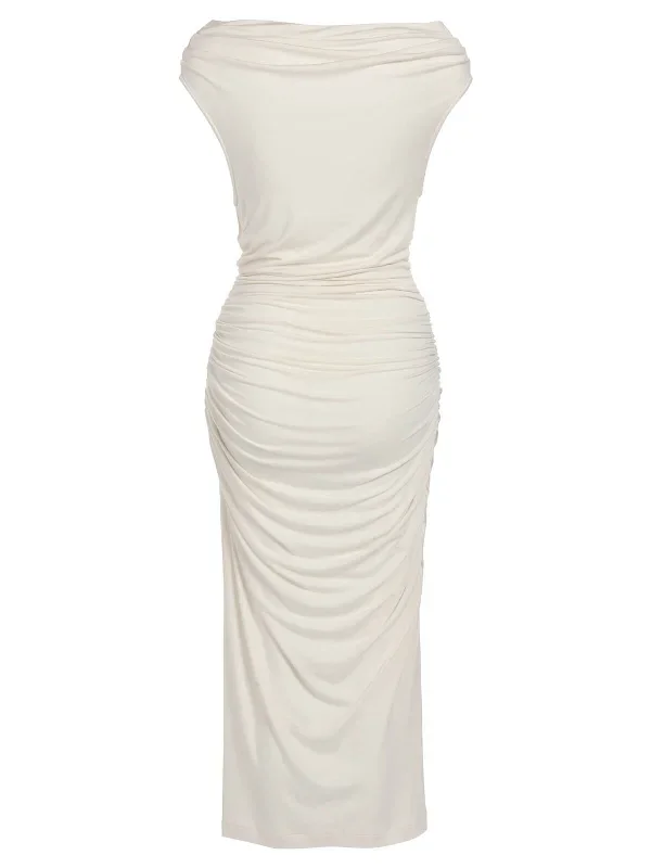 1960s-ivory-cap-sleeve-slim-pleated-dress