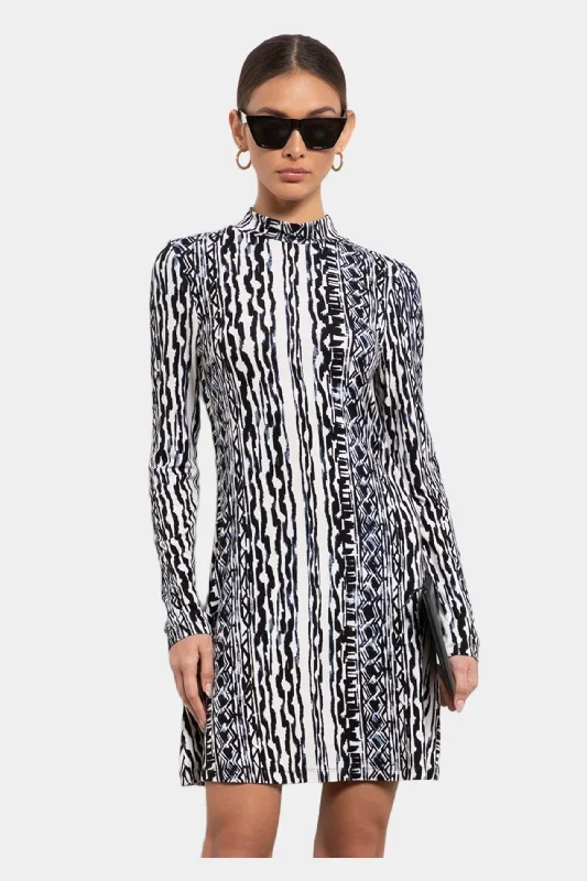 Fernanda Mock Neck Printed Mini Dress