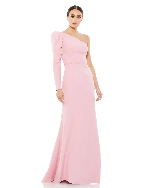 One Shoulder Puff Sleeve Gown