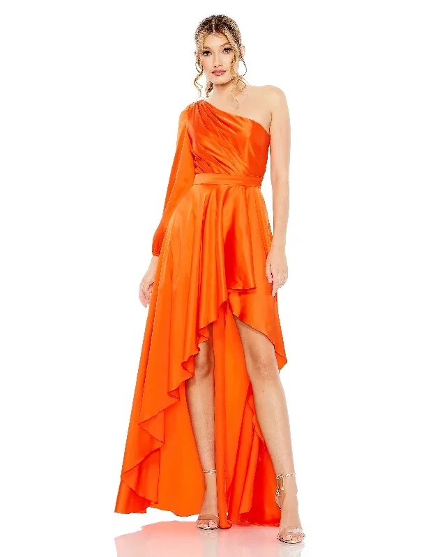 High Low One Shoulder Flowy Gown