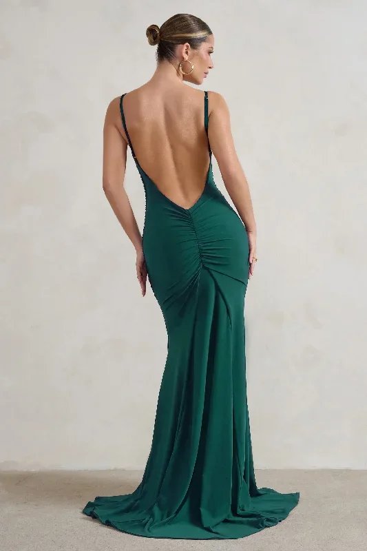 adele-bottle-green-backless-ruched-fishtail-cami-maxi-dress-cl128390047