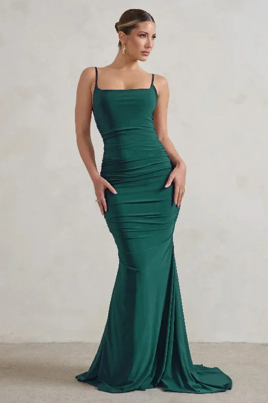 adele-bottle-green-backless-ruched-fishtail-cami-maxi-dress-cl128390047