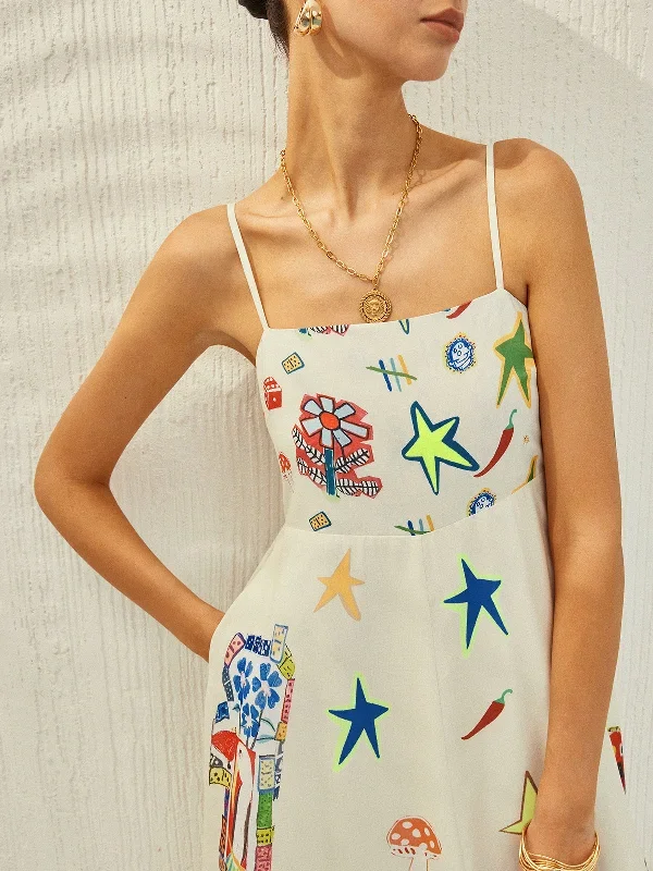 adjustable-strap-print-dress