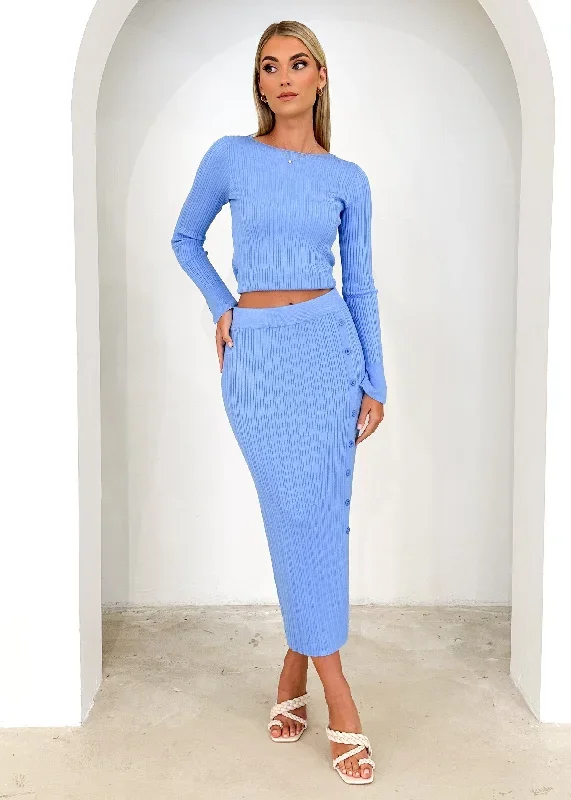 Atoir Knit Midi Skirt - Blue