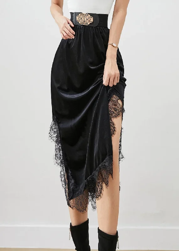 beautiful-black-lace-patchwork-side-open-silk-velour-skirts-fall