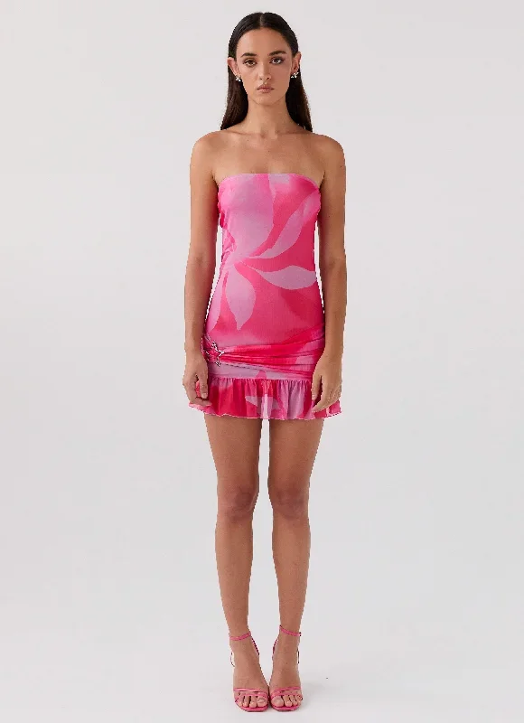 Besa Mesh Mini Dress - Neon Blush