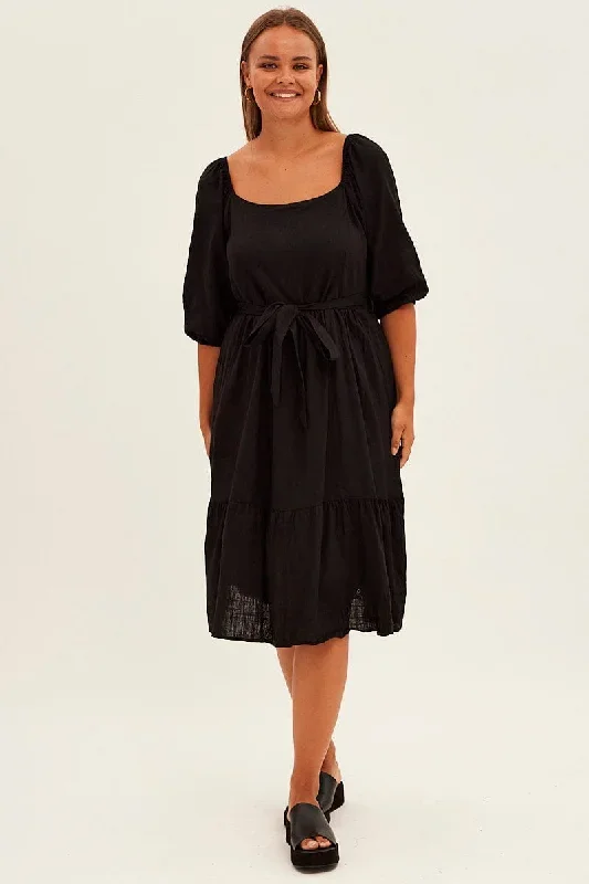 black-midi-dress-puff-sleeve-belt-frill-hem-cdd12008-46ab-1