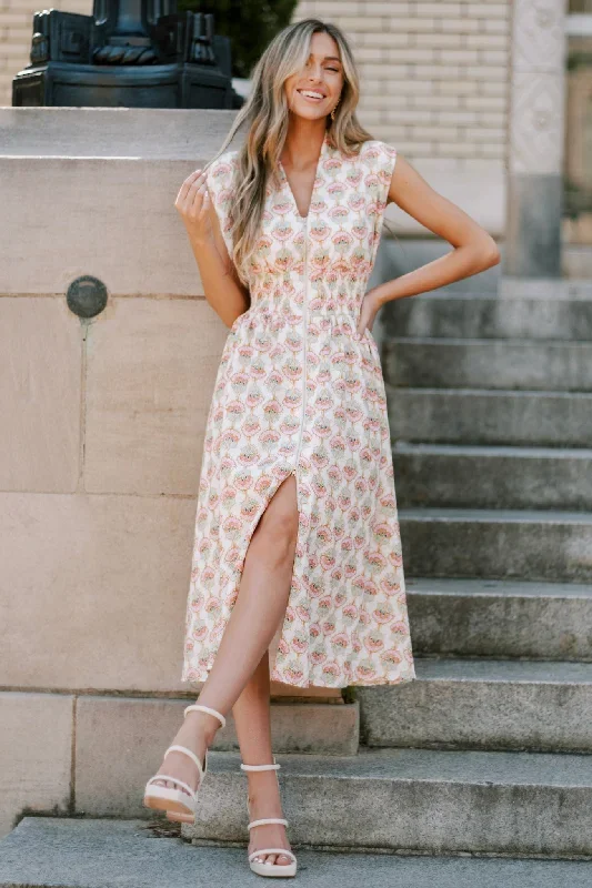 Blooming Daydream Ivory Multi Floral Midi Dress (RESTOCK JUNE)