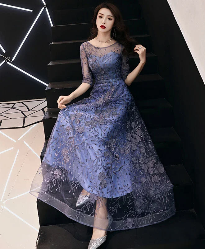 blue-round-neck-tulle-lace-long-prom-dress-lace-evening-dress