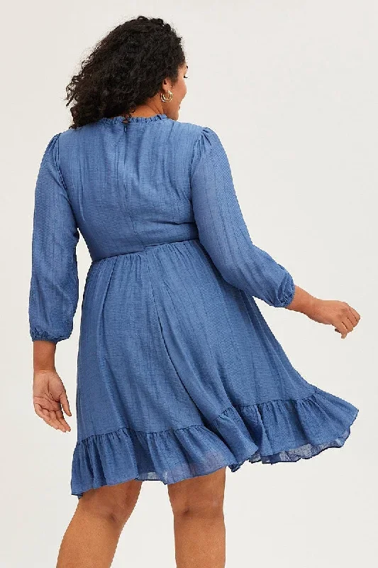 blue-skater-dress-round-neck-long-sleeve-shirred-ced31552-43ab