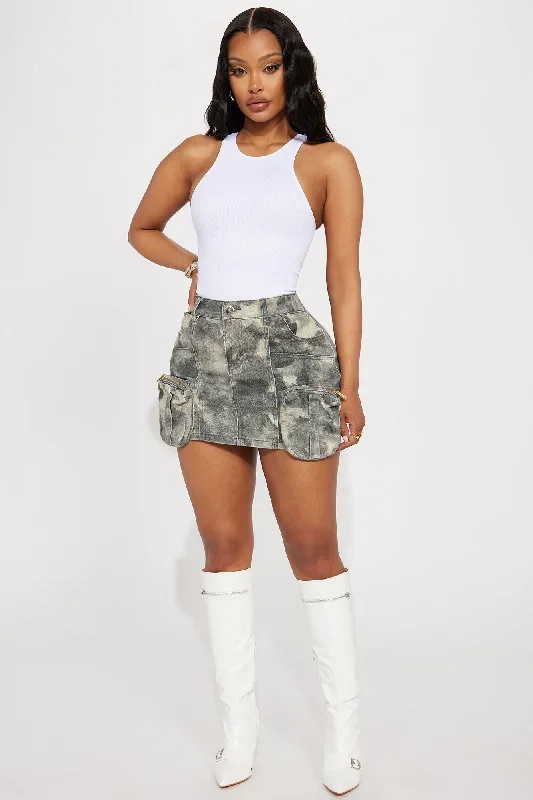 Bring The Storm Cargo Mini Skirt - Grey/combo