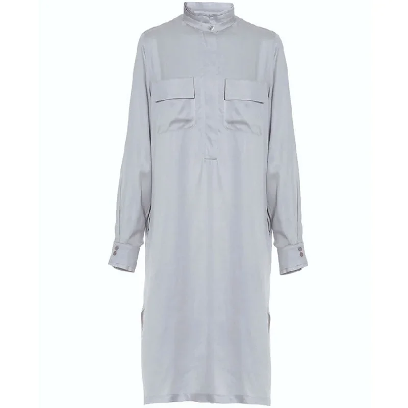 GREY MIDI SHIRT DRESS "BRITTA"