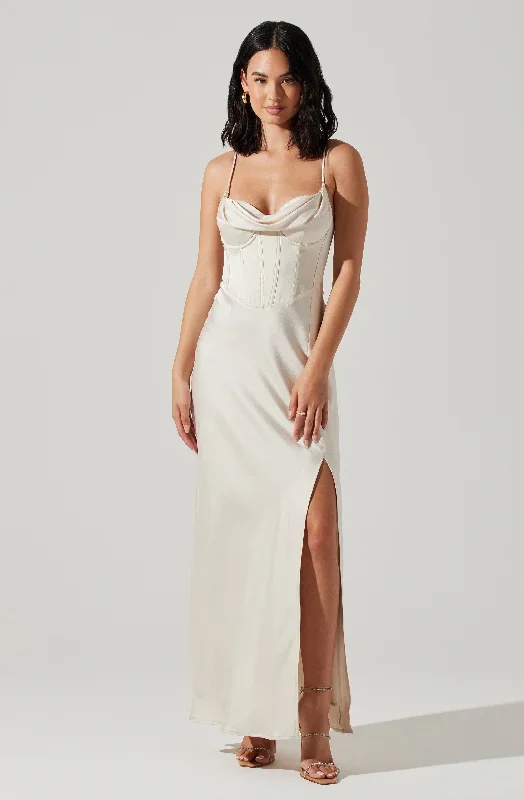 Cannes Satin Bustier Maxi Dress