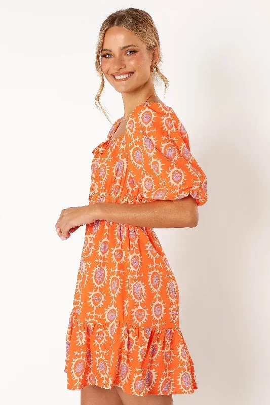 carmen-off-shoulder-mini-dress-orange-print