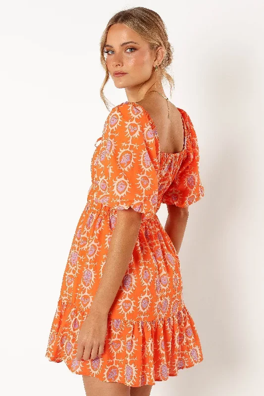 carmen-off-shoulder-mini-dress-orange-print