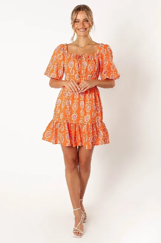 carmen-off-shoulder-mini-dress-orange-print