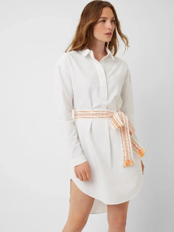 Chambray Organic Oxford Belted Mini Dress