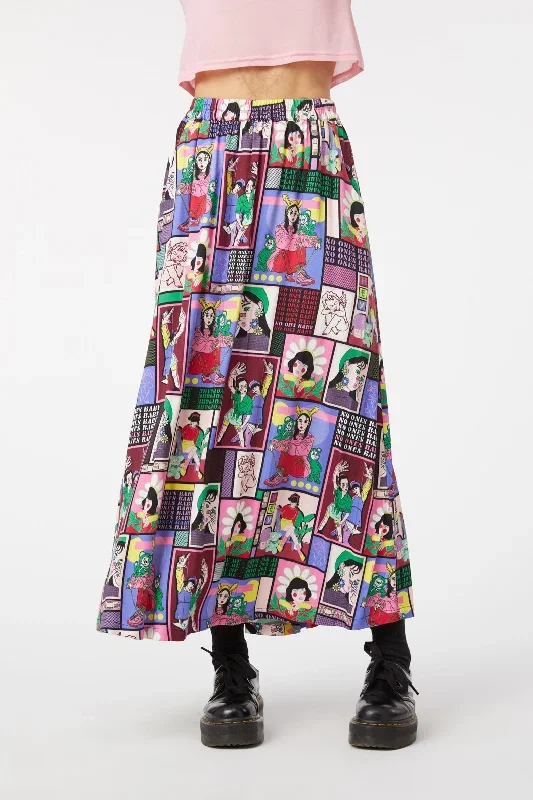 Comic Viscose Midi Skirt