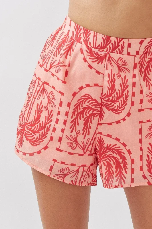 cora-elastic-waist-shorts-print-red-salmon