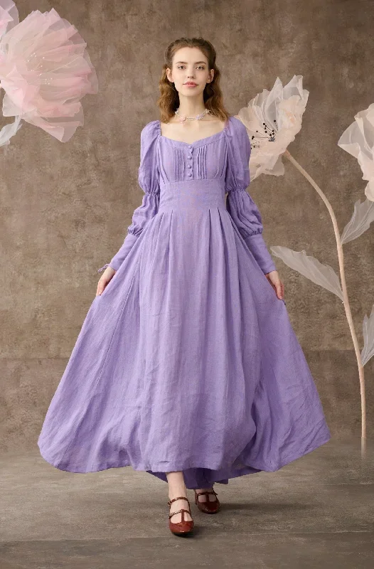 corset-linen-dress-in-lavender-regency-dress-medieval-linen-dress-maxi-linen-dress-fit-and-flared-dress-linennaive