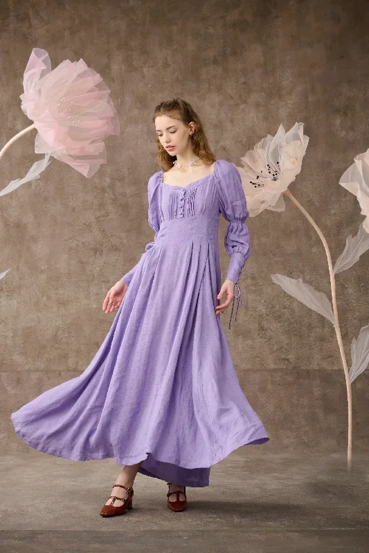 corset-linen-dress-in-lavender-regency-dress-medieval-linen-dress-maxi-linen-dress-fit-and-flared-dress-linennaive