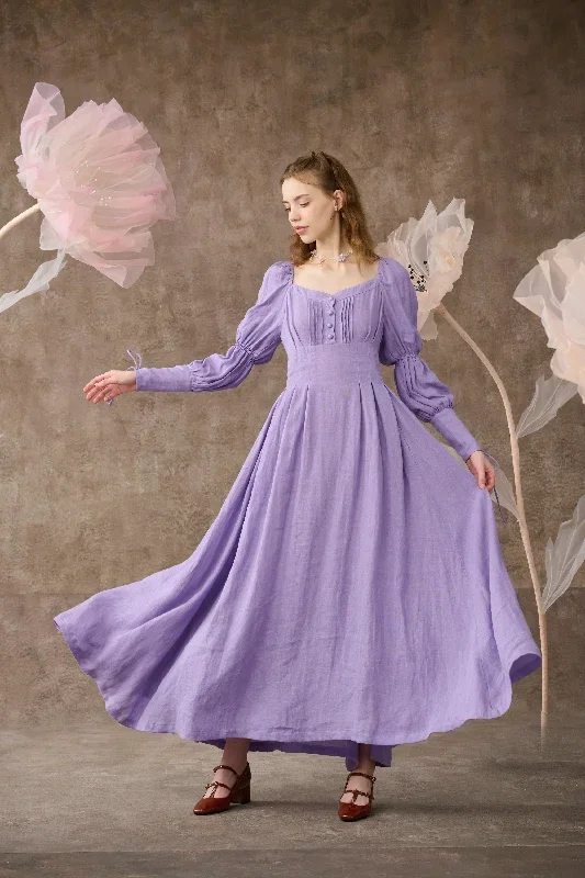 corset-linen-dress-in-lavender-regency-dress-medieval-linen-dress-maxi-linen-dress-fit-and-flared-dress-linennaive