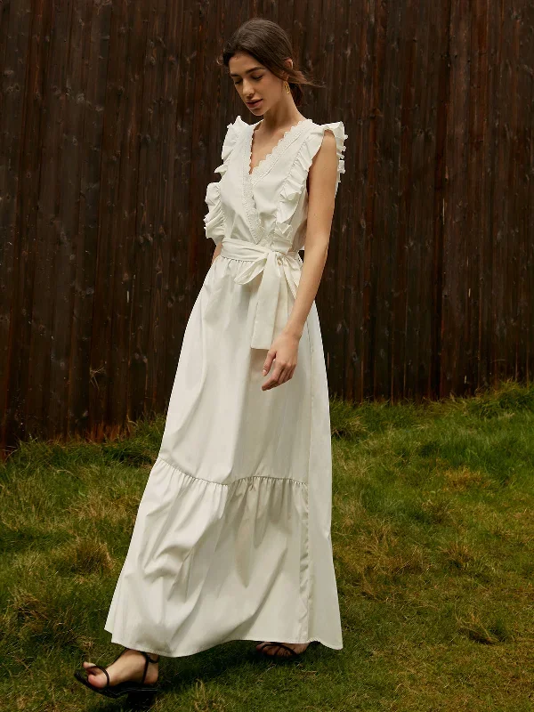 elegant-ruffle-trim-belted-long-dress