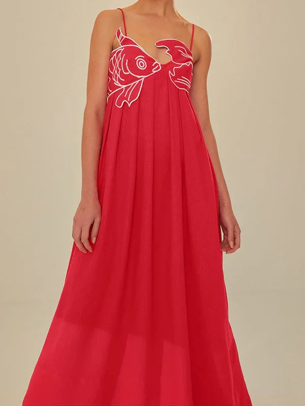 embroidered-fish-spaghetti-strap-midi-dress