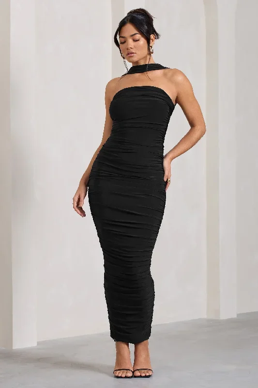 entranced-black-ruched-bandeau-maxi-dress-with-halter-collar-cl128983002