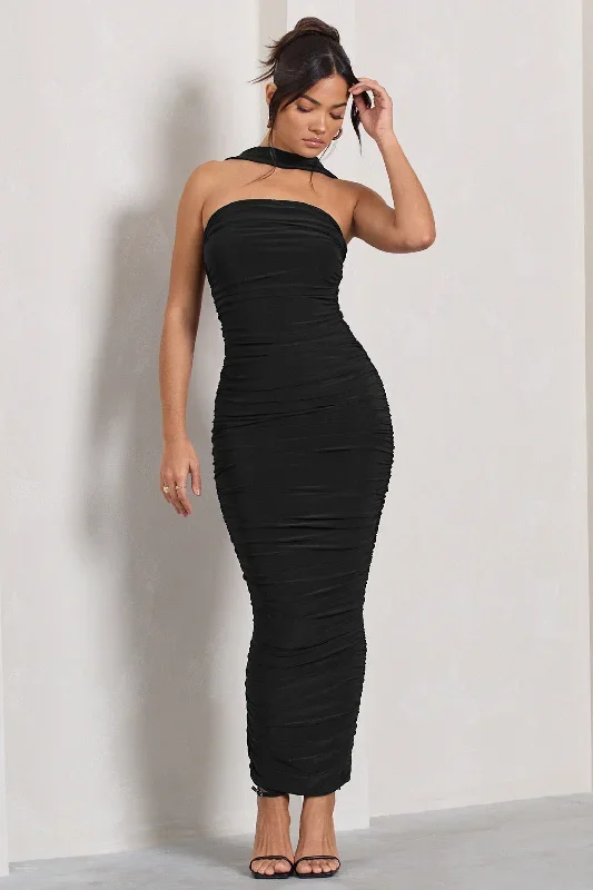 entranced-black-ruched-bandeau-maxi-dress-with-halter-collar-cl128983002