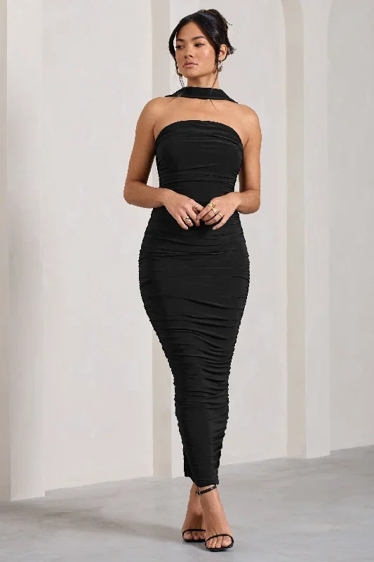 entranced-black-ruched-bandeau-maxi-dress-with-halter-collar-cl128983002