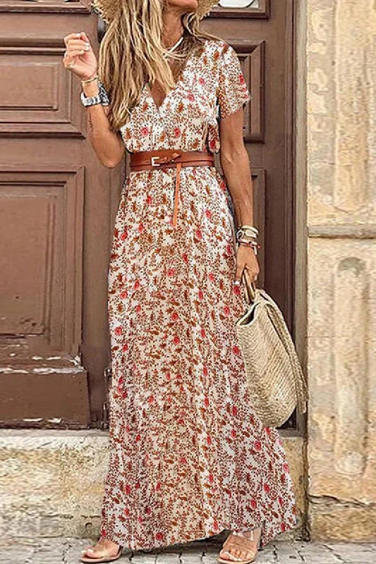 fashion-elegant-print-slit-without-belt-v-neck-a-line-dresses