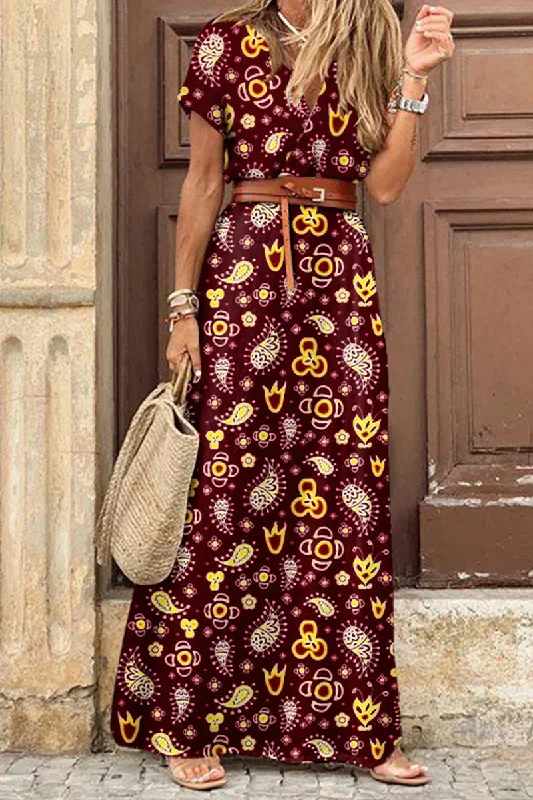 fashion-elegant-print-slit-without-belt-v-neck-a-line-dresses