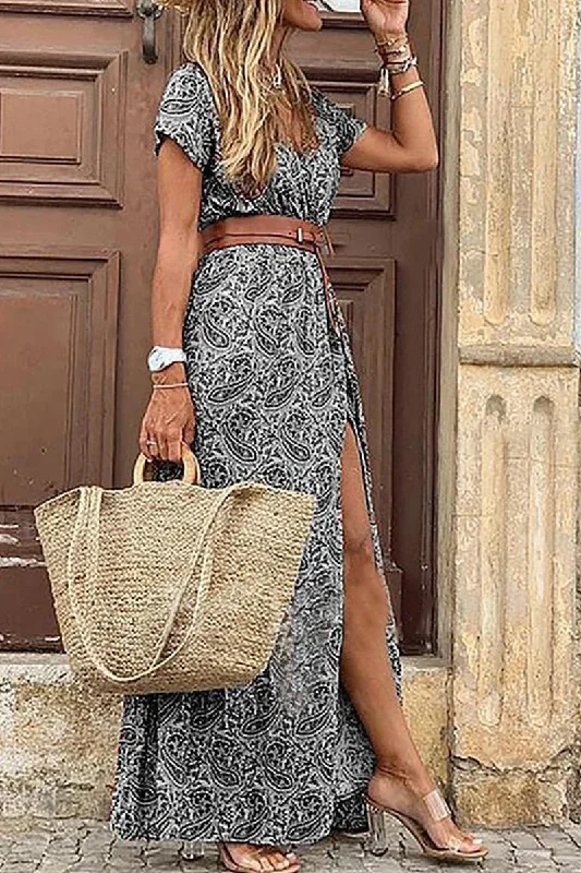 fashion-elegant-print-slit-without-belt-v-neck-a-line-dresses