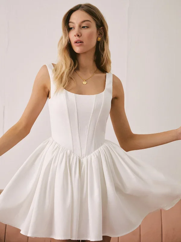 French Elegant Solid Short Dress