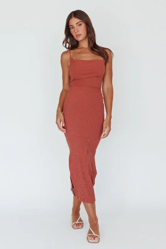 frieda-cowl-neck-side-split-ribbed-midi-dress-rust