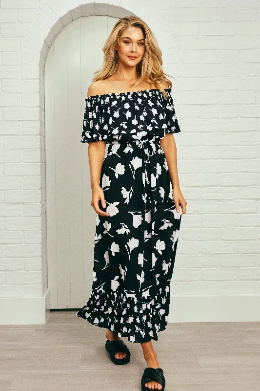 frill-off-shoulder-maxi-dress-magnolia-silhouette-black