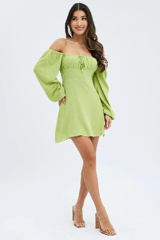 green-mini-dress-ruched-bust-long-sleeve-dd3054-35pb-2