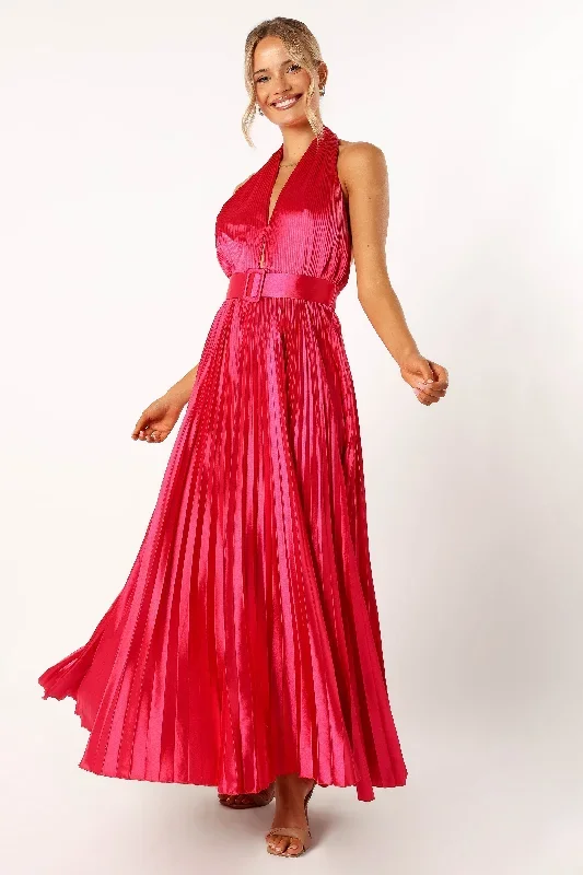 Greta Halterneck Maxi Dress - Magenta