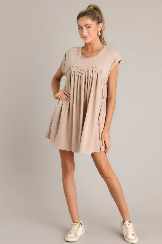 Heartstrings of Happiness Tan Mini Dress