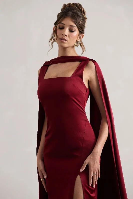 intuition-burgundy-satin-square-neck-split-maxi-dress-with-scarf-cl133289069