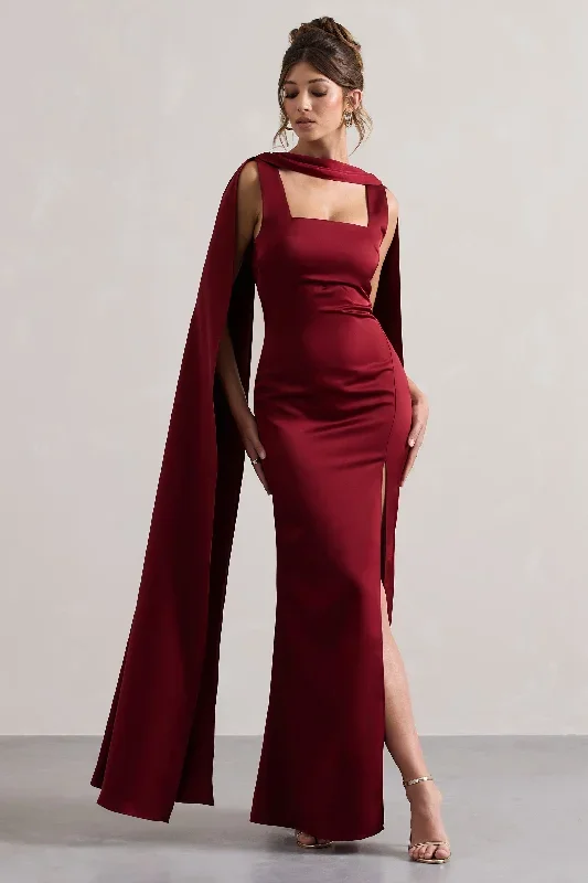 intuition-burgundy-satin-square-neck-split-maxi-dress-with-scarf-cl133289069