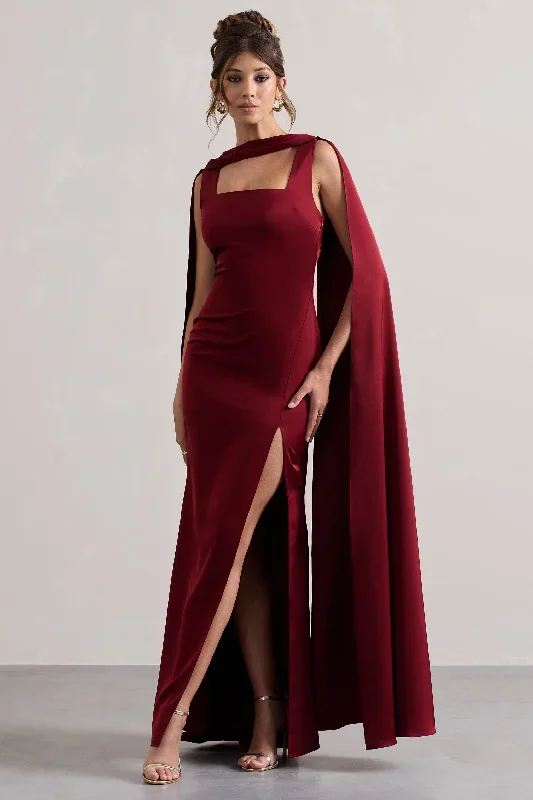 intuition-burgundy-satin-square-neck-split-maxi-dress-with-scarf-cl133289069