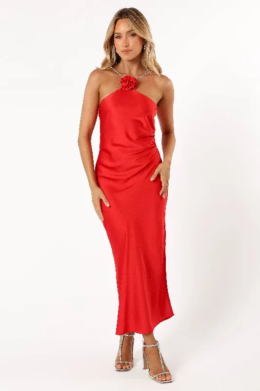 Jadore Halterneck Midi Dress - Radiant Red