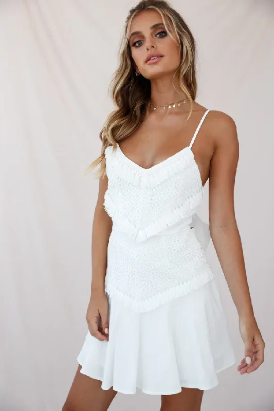 Janey Applique A-Line Dress White