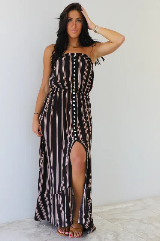 Kick It With Me Maxi Dress: Black/Multi